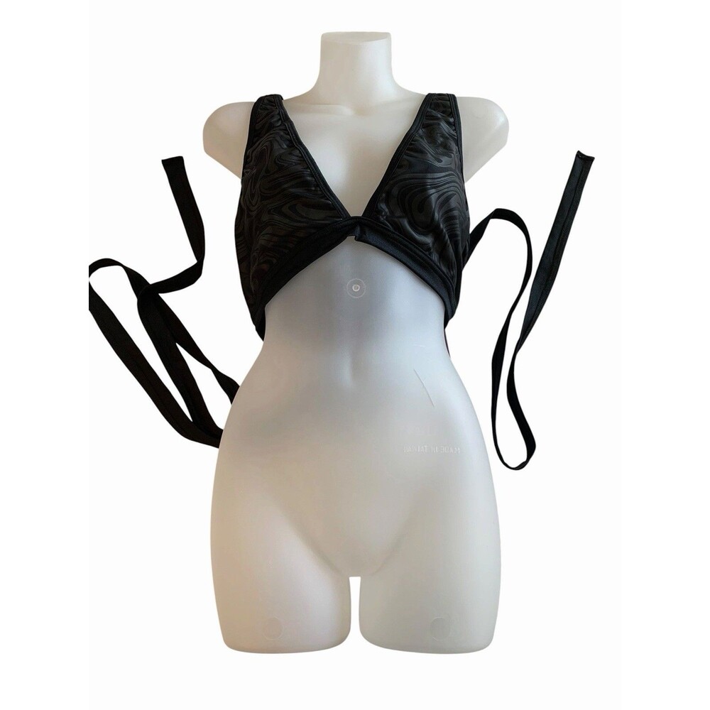 Rolita Couture Halter Wrap Rave Top Womens Plus Size Sleeveless Black Marble NWT - Picture 4 of 12